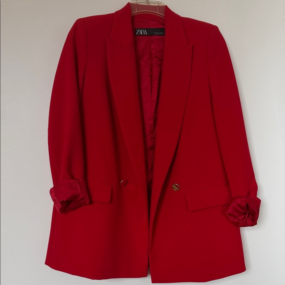 Zara Women's Vibrant Red Suit Jacket